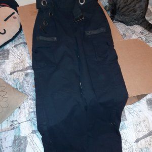 Black Cargo Pants, 4 pockets, decorative details